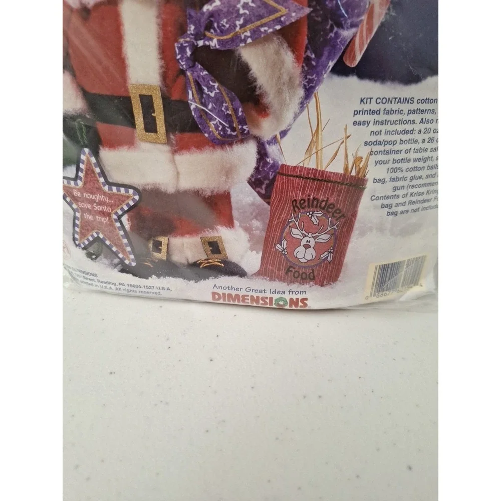 Vtg 1998 Dimensions Bottle Buddies Craft Kit 62154 KRIS KRINGLE 12